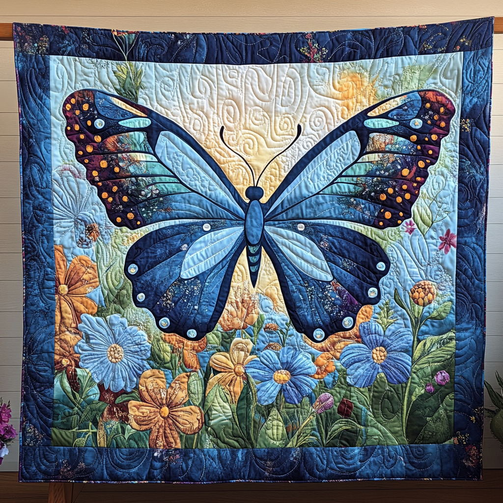 Golden Twilight Butterfly Quilted Blanket NCU0PVL042