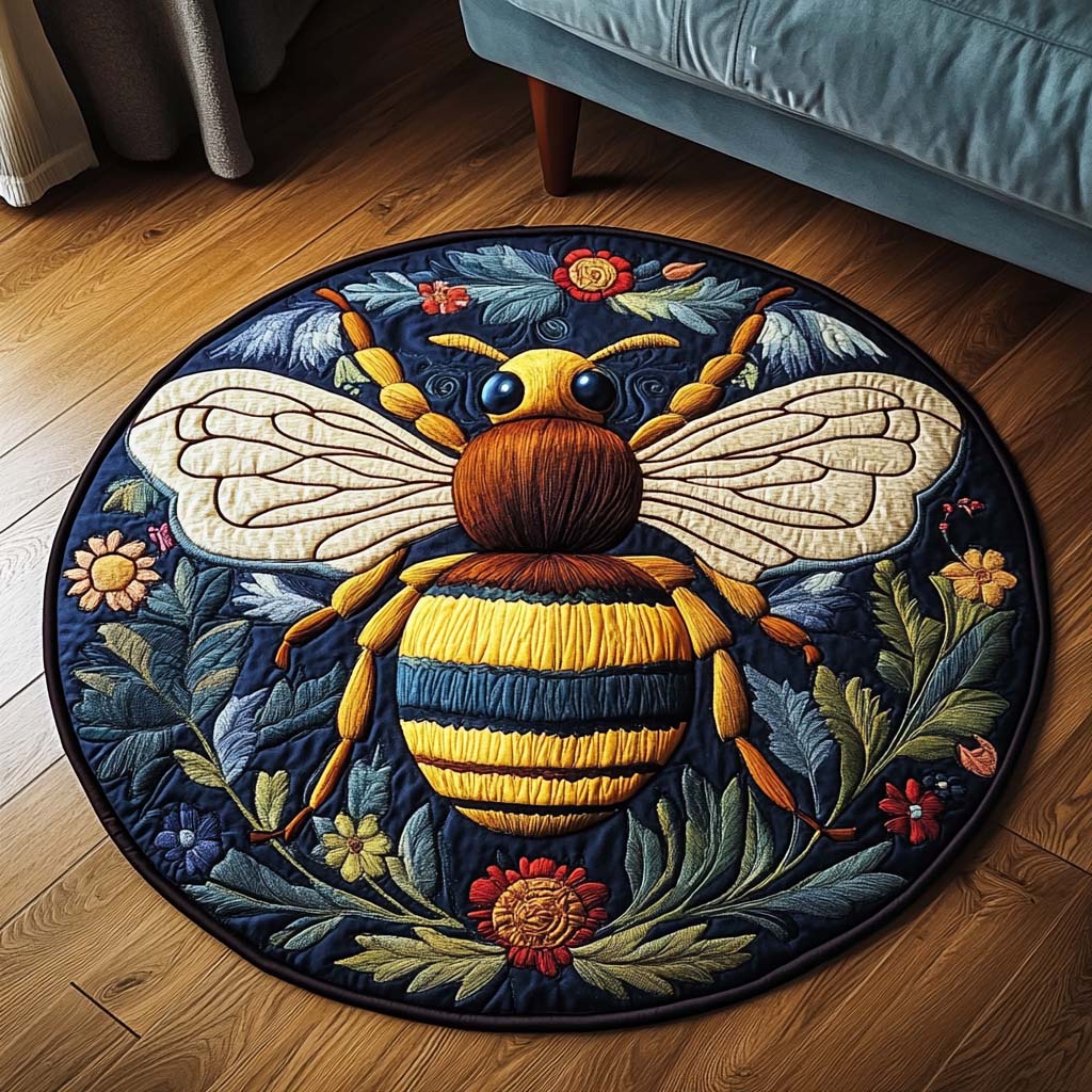 Golden Wing Whimsy Quilted Round Mat NCU0NT1253