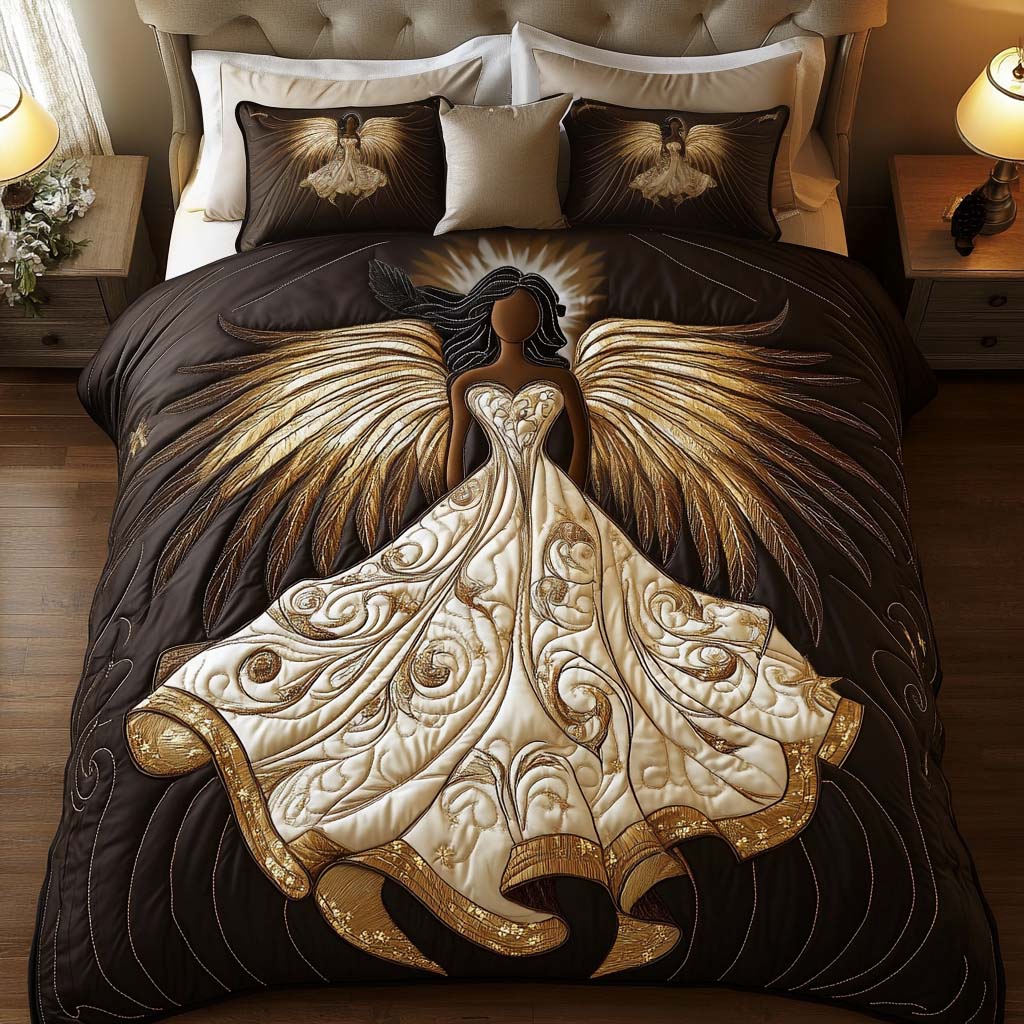 Golden Grace 3-Piece Quilted Bedding Set NCU0NNT127