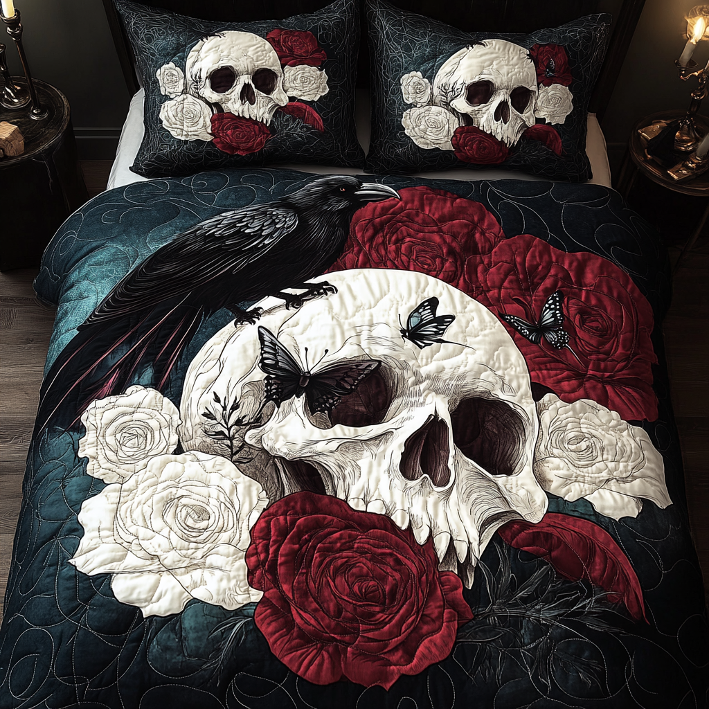 Gothic Skull 3-Piece Quilted Bedding Set NCU0TL2050