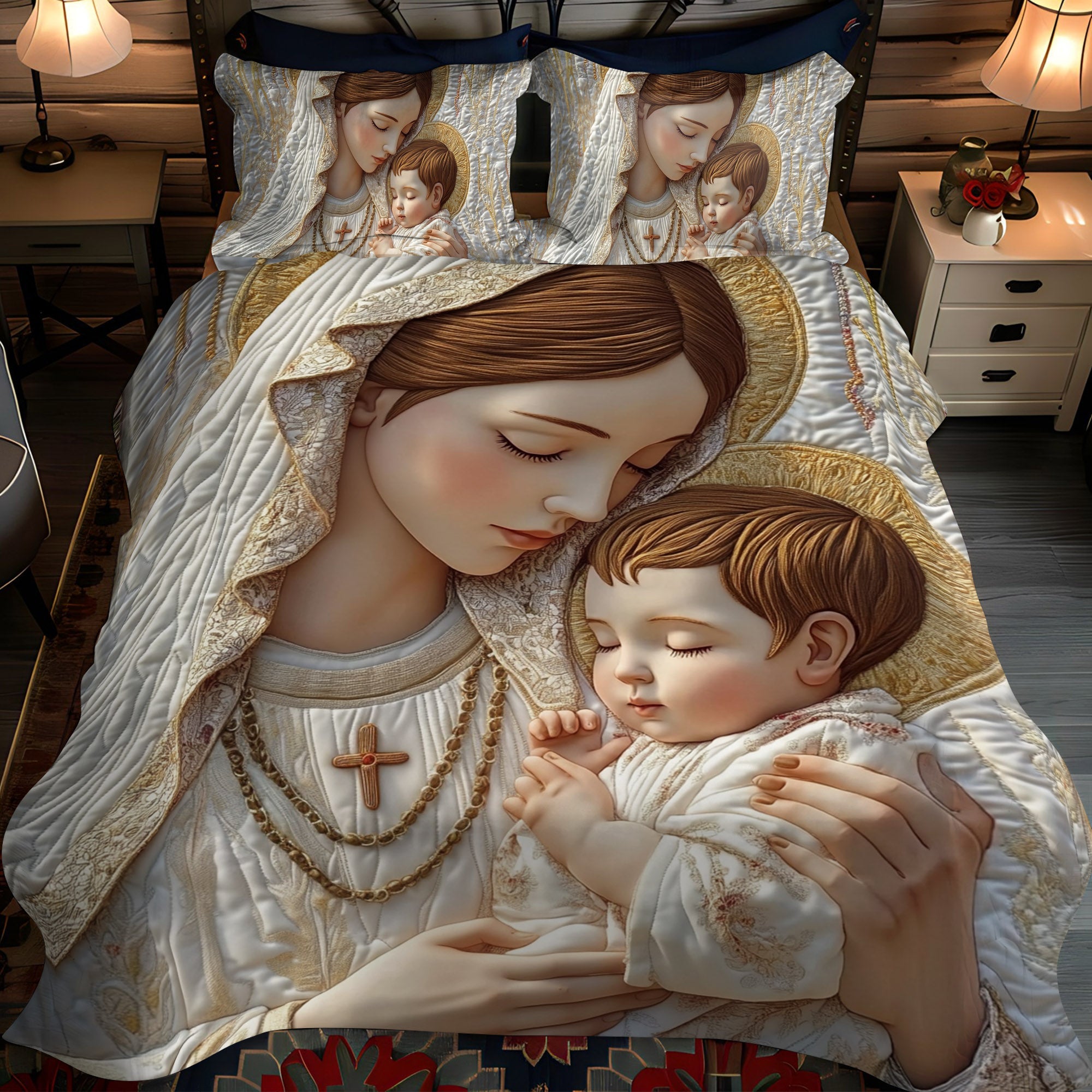 Graceful Adoration 3-Piece Quilted Bedding Set NCU0NT1772