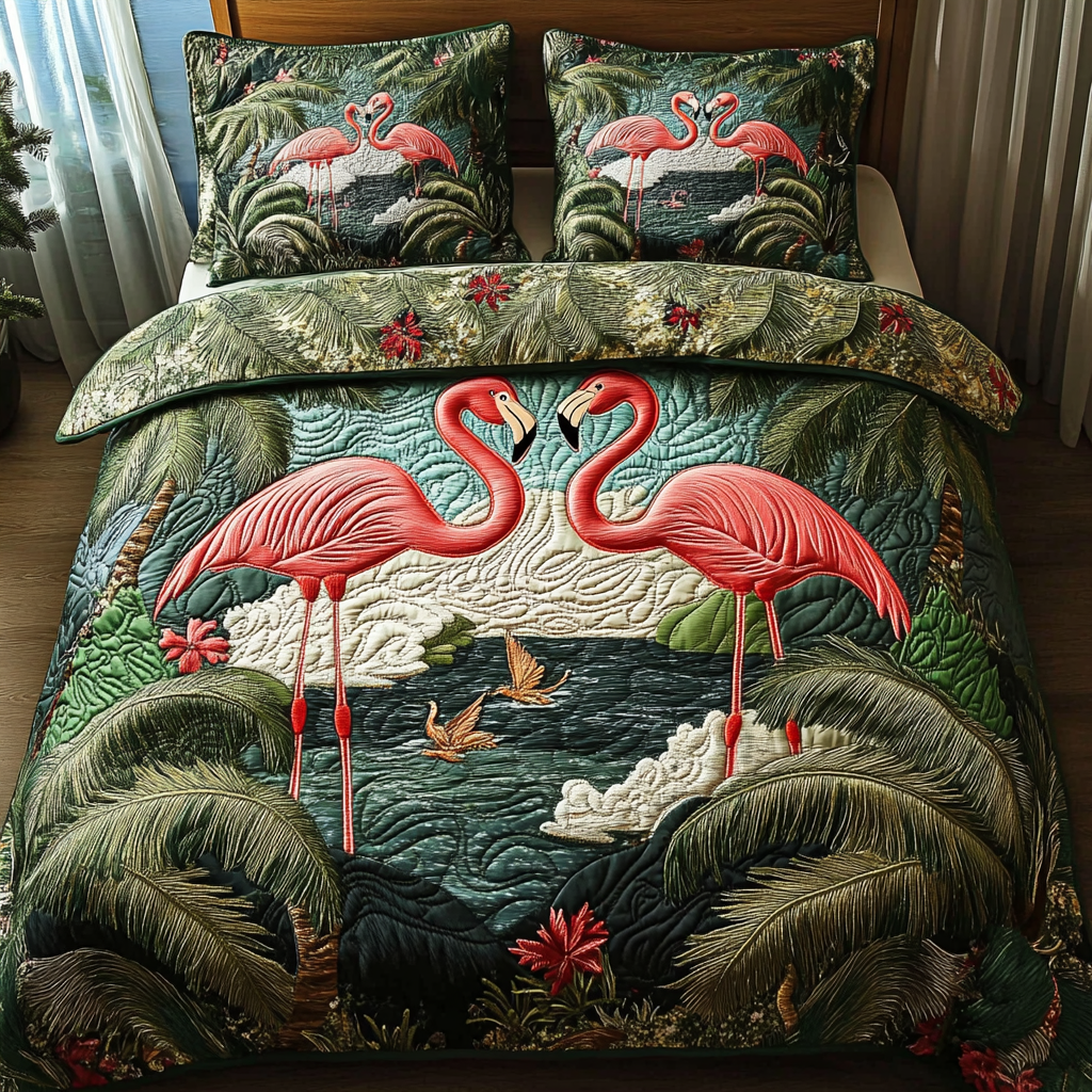 Graceful Tropics 3-Piece Quilted Bedding Set NCU0DDK055