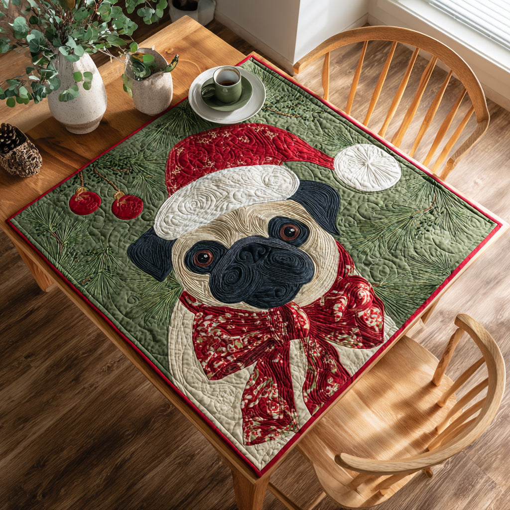 Green Pug Spirit Quilted Table Topper NCU0HNH212