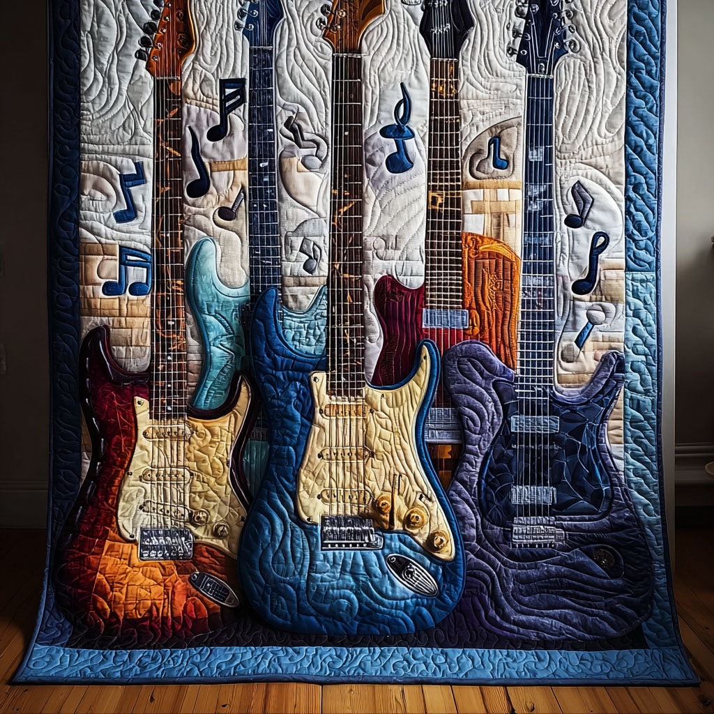 Guitar Motion Quilted Blanket NCU0DDK2098