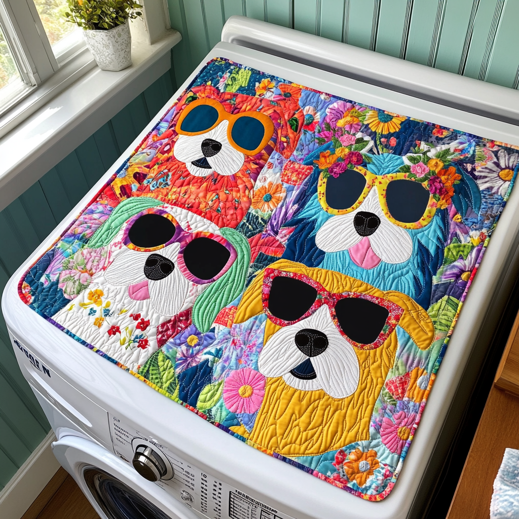 Happy Dogs Quilted Washer and Dryer Cover NCU0DDK1307
