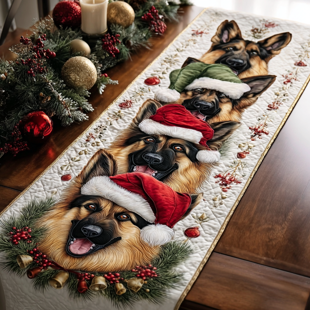 Happy German Shepherd Quilted Table Runner NCU0DDK1505