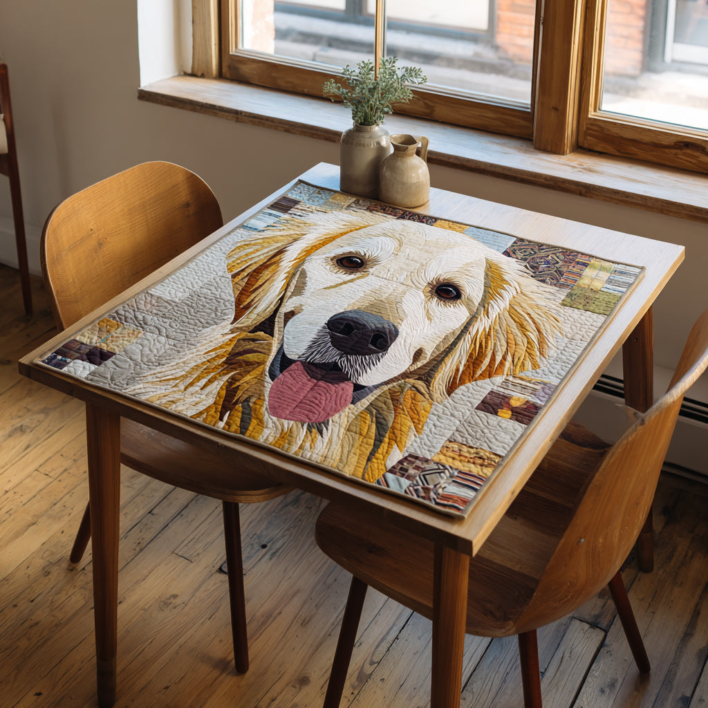 Happy Golden Retriever Quilted Table Topper NCU0HNH100