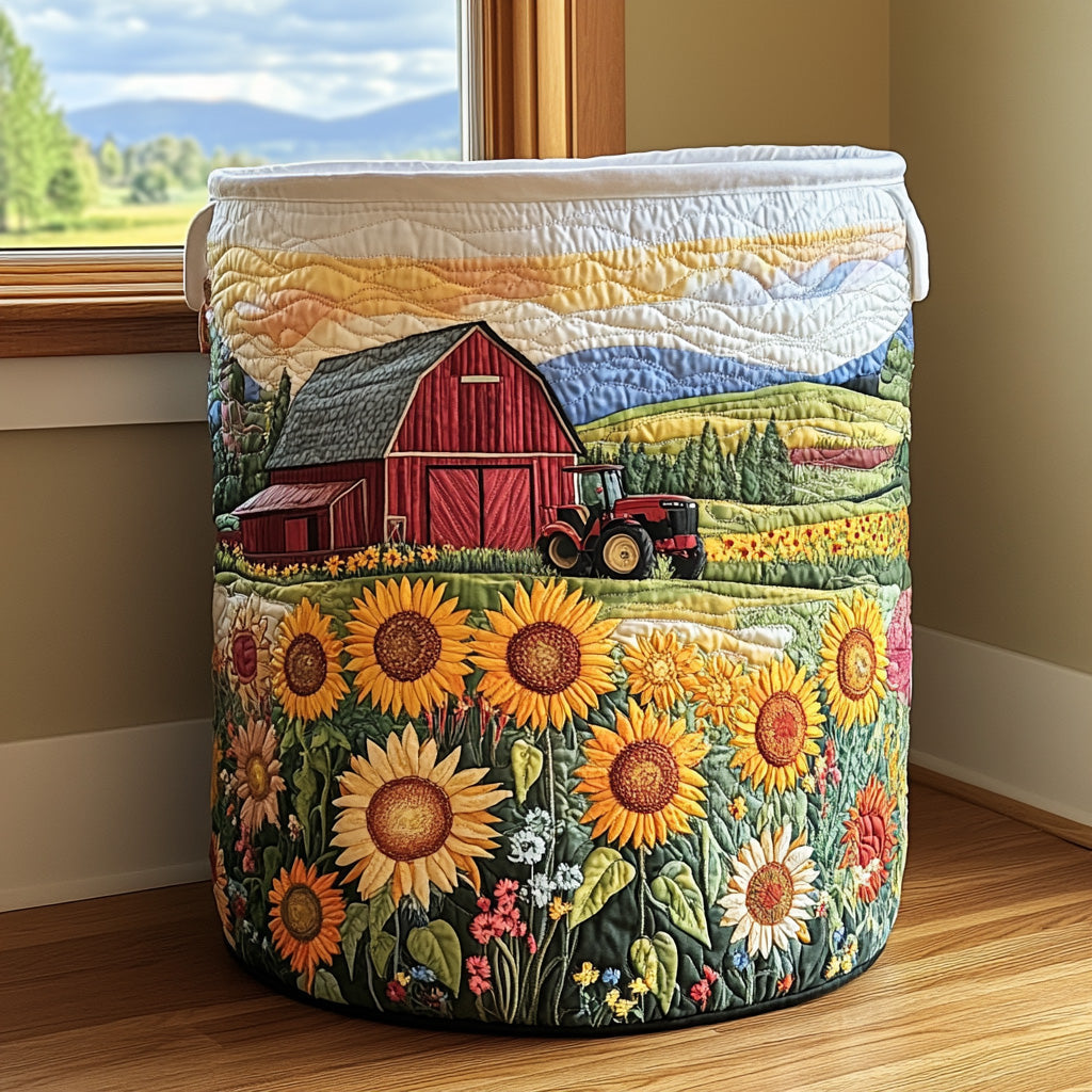 Harvest Lane Quilted Laundry Basket NCU0PVL665
