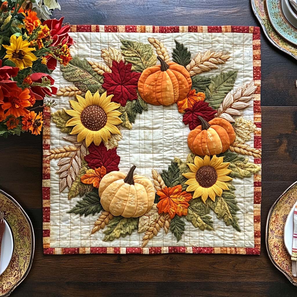 Harvest Sun Delight Quilted Table Topper NCU0NNT989
