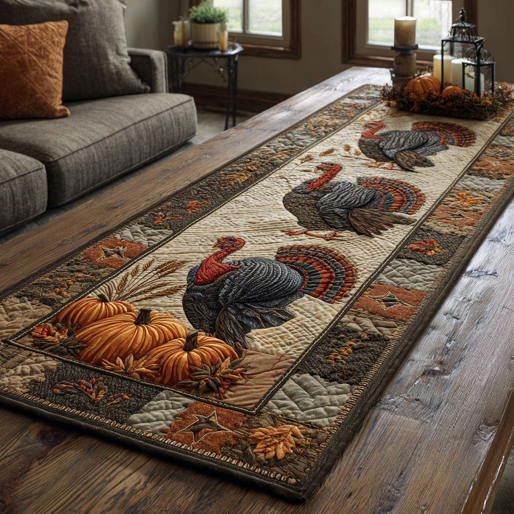Harvest Trail Turkey Quilted Table Runner NCU0DV1071