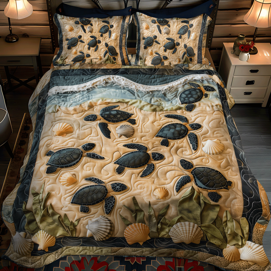 Hatchling Escape 3-Piece Quilted Bedding Set NCU0TH1331