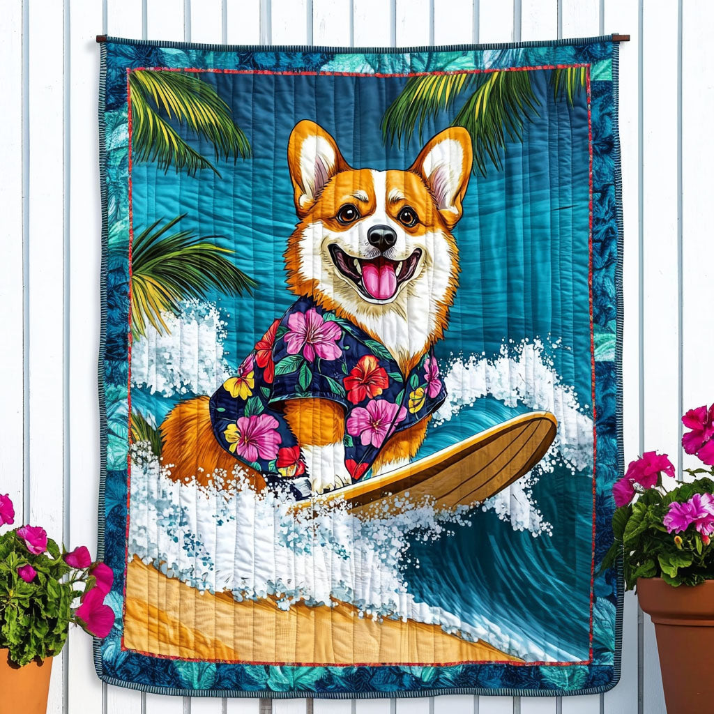 Hawaiian Wave Rider Quilted Blanket NCU0NNT678