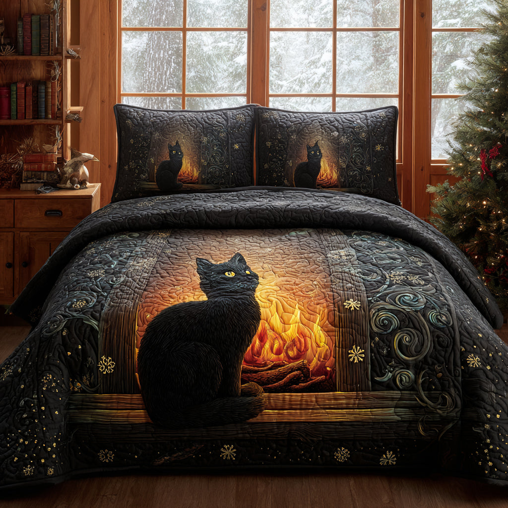 Hearthside Cat 3-Piece Quilted Bedding Set NCU0DV1302