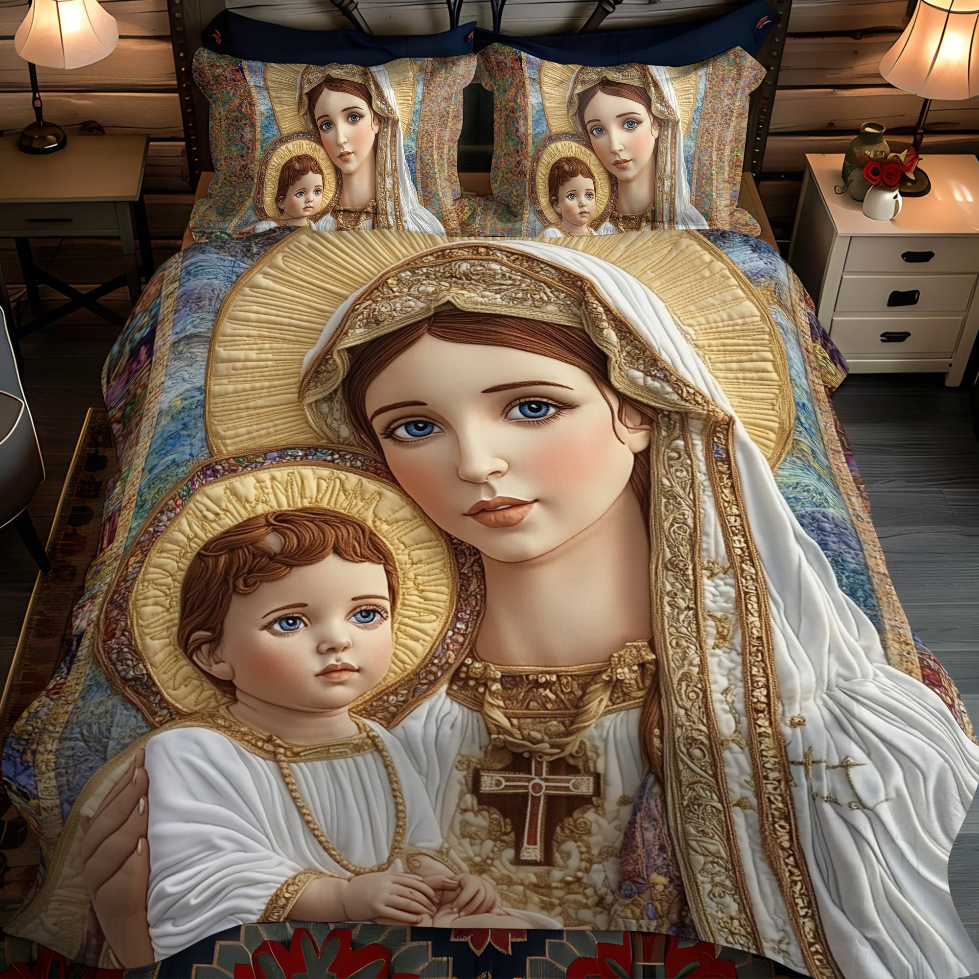 Heavenly Light 3-Piece Quilted Bedding Set NCU0NT1773