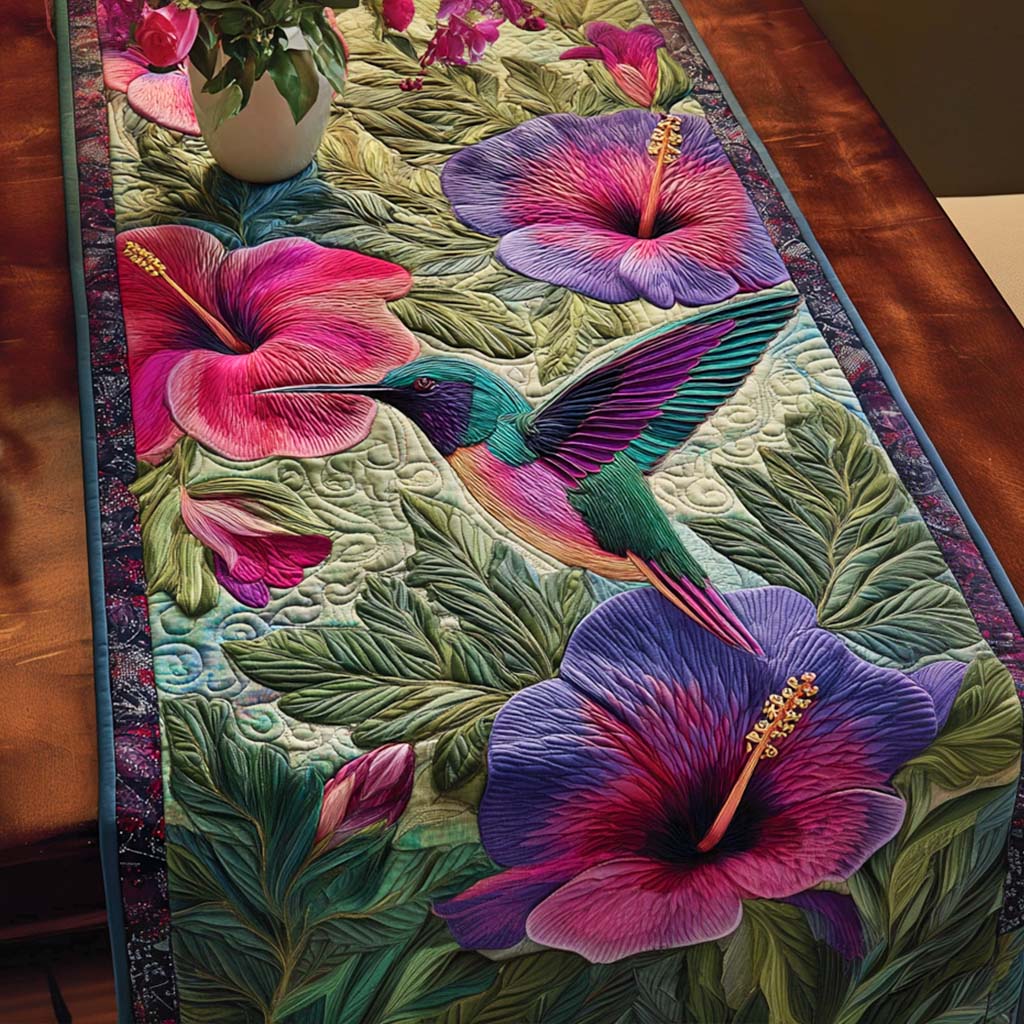 Heliotrope Bird Quilted Table Runner NCU0NNT2189