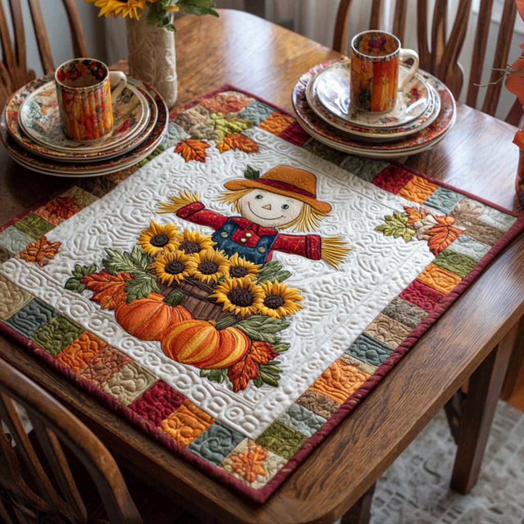 Hello Scarecrow Fall Quilted Table Topper NCU0NNT1233