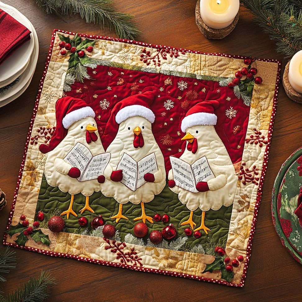 Hen Carols Quilted Table Topper NCU0NXD153