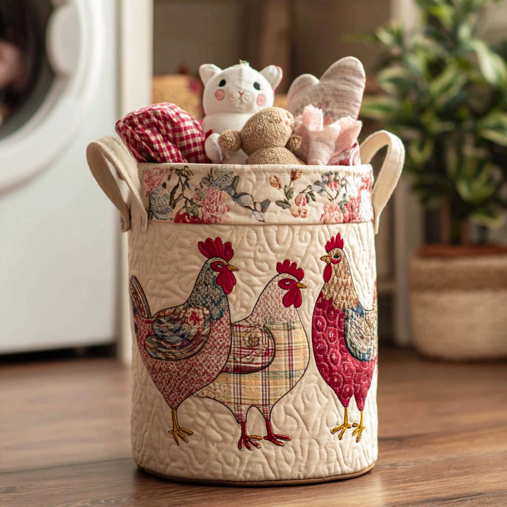 Hen Party Quilted Laundry Basket NCU0NNT1185