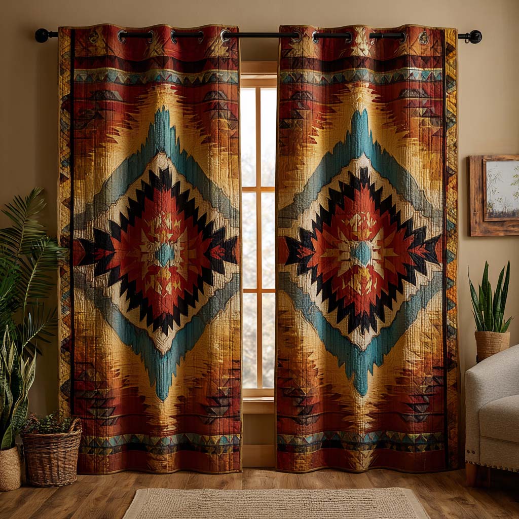 Highland Starburst Pattern Quilted Curtains NCU0NXD1160