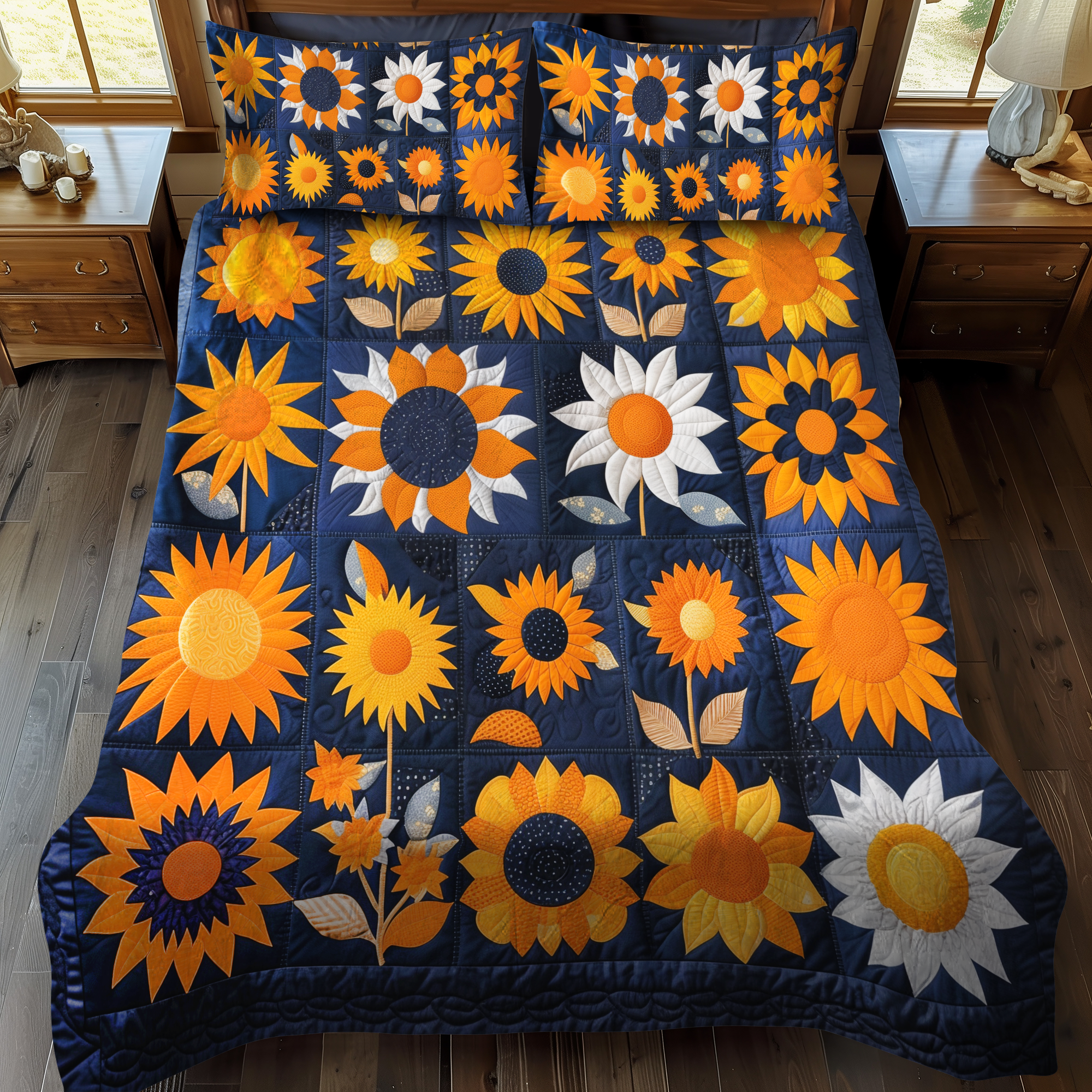 Hilarious Sunflowers 3-Piece Quilted Bedding Set NCU0VL222