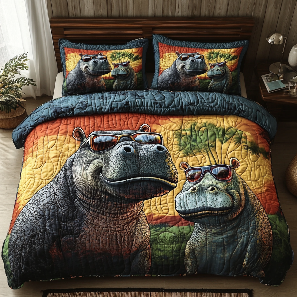 Hippo Splash Quilted Bedding Set NCU0DV071