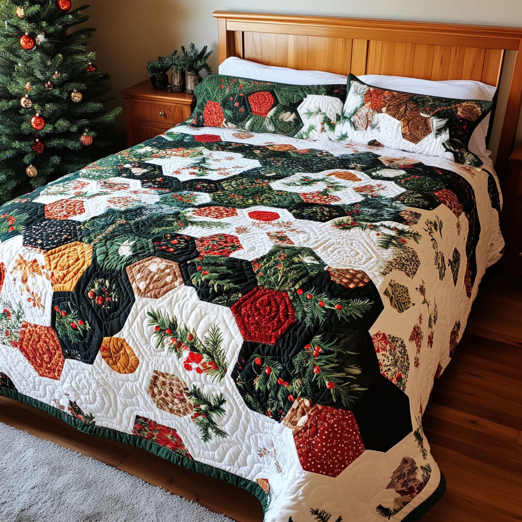 Holiday Beauty 3-Piece Quilted Bedding Set NCU0PTT100