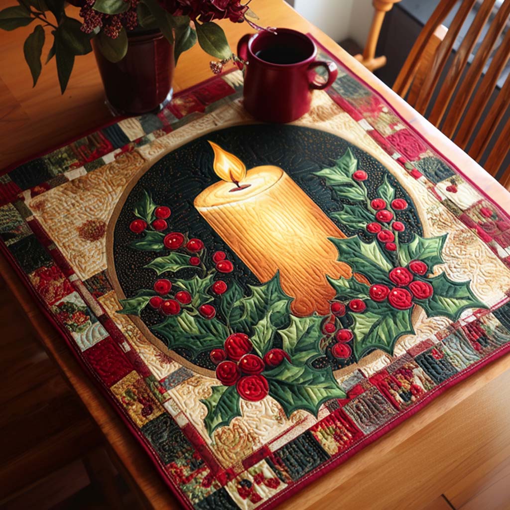 Holiday Candle Quilted Table Topper NCU0NNT1733