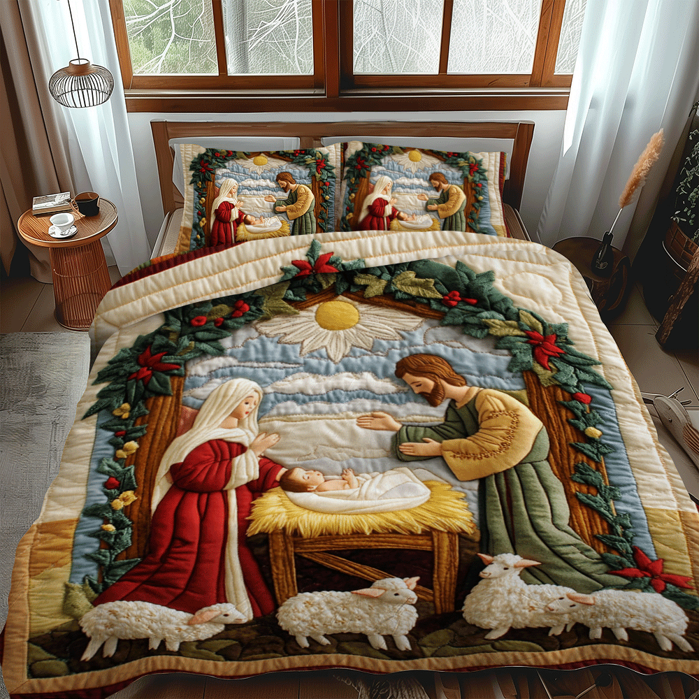 Holiday Cheer 3-Piece Quilted Bedding Set NCU0PD762