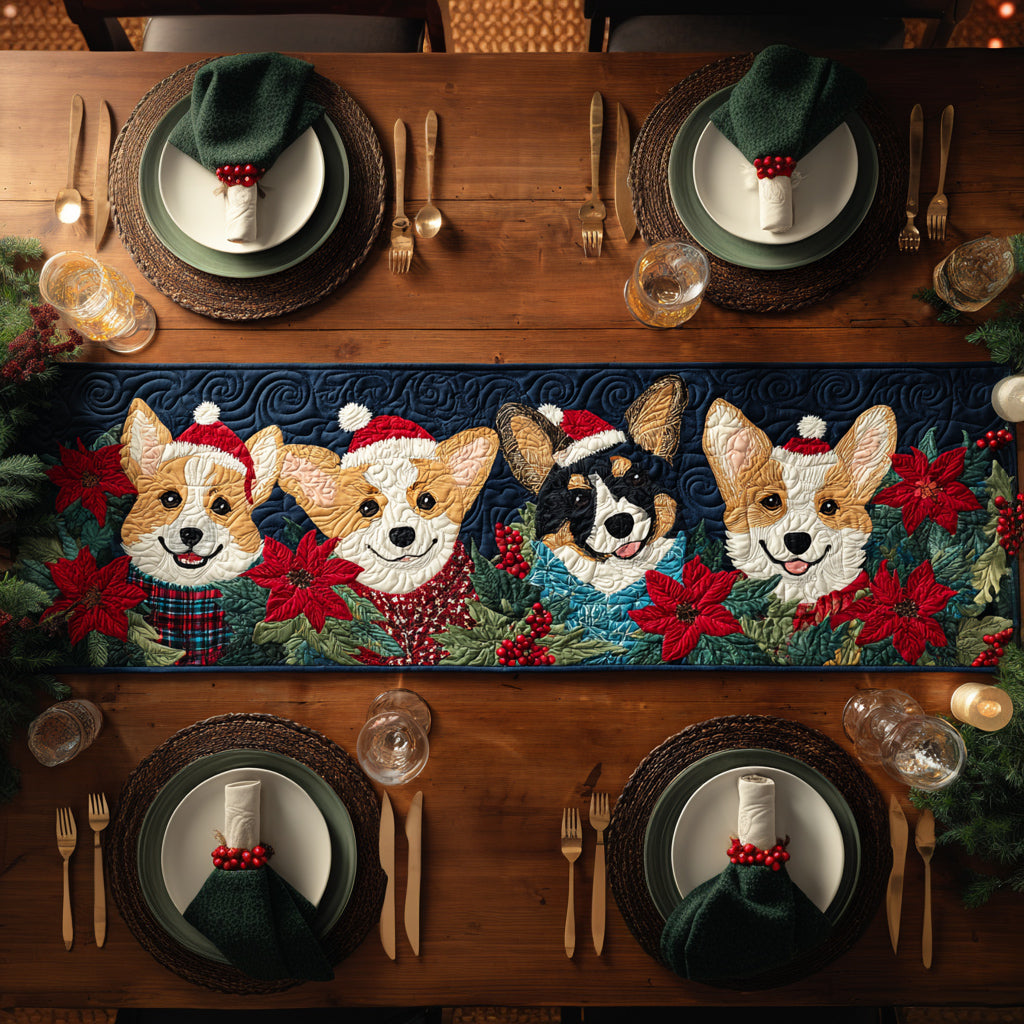 Holiday Corgi Quilted Table Runner NCU0HNH566