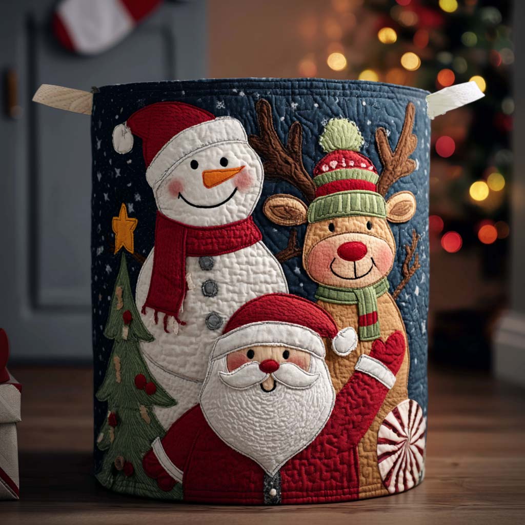 Holiday Friends Quilted Laundry Basket NCU0NNT1759