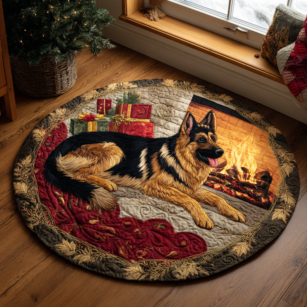 Holiday German Shepherd Glow Quilted Round Mat NCU0DV1109