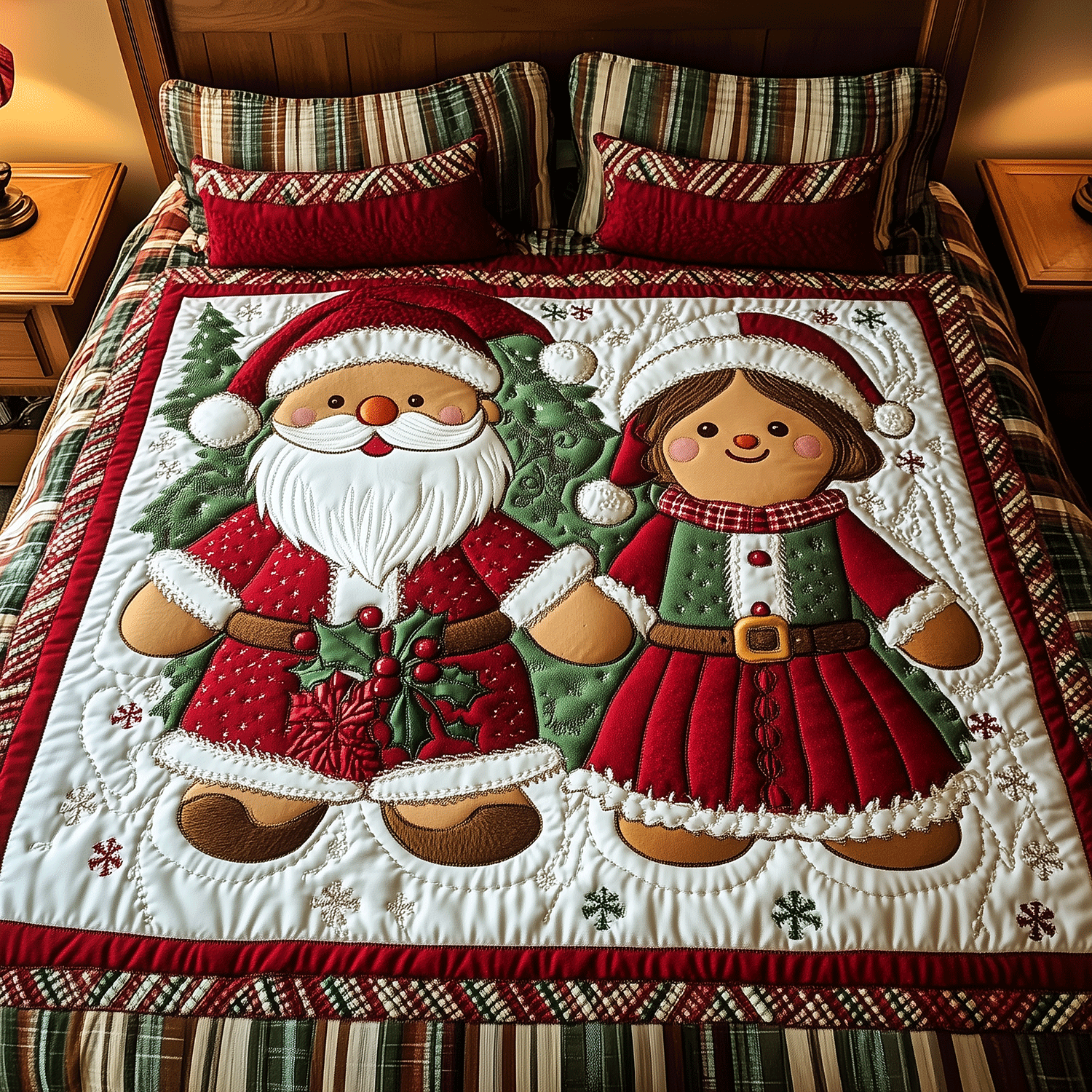 Holiday Gingerbread Snuggles 3-Piece Quilted Bedding Set NCU0TH2216
