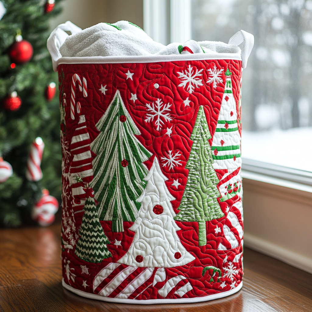 Holiday Glow Quilted Laundry Basket NCU0DDK1087