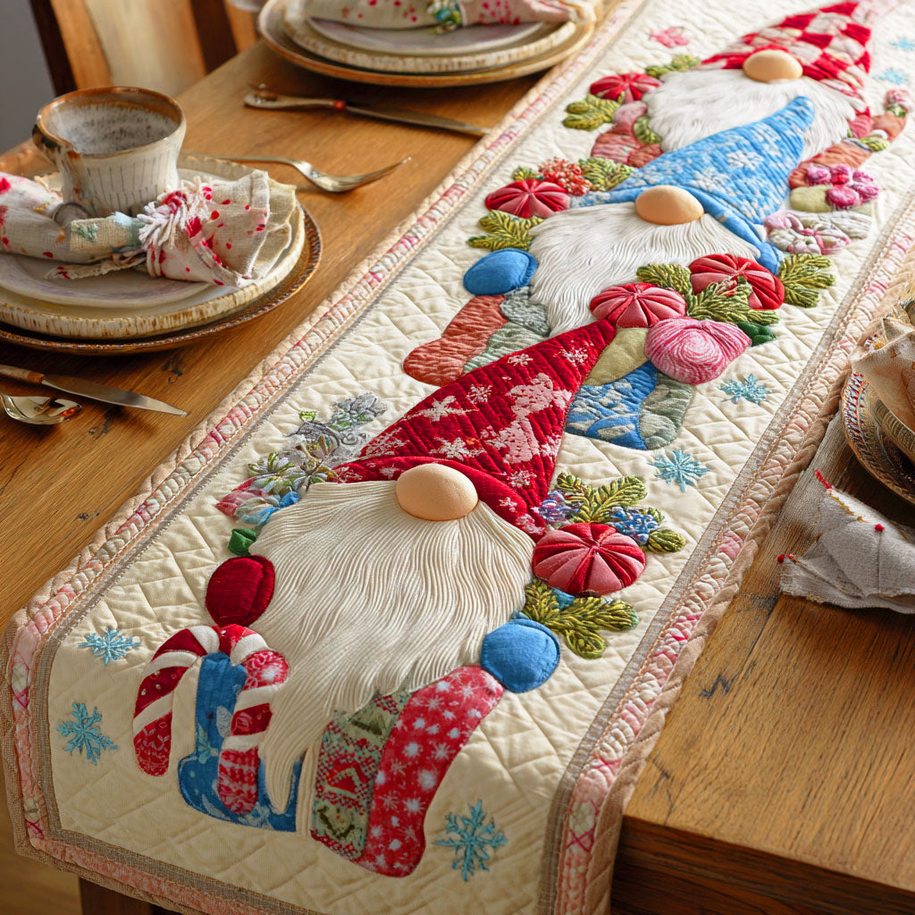 Holiday Gnome Glow Quilted Table Runner NCU0NTD470