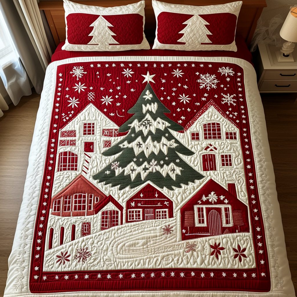 Holiday Haven 3-Piece Quilted Bedding Set NCU0VH472