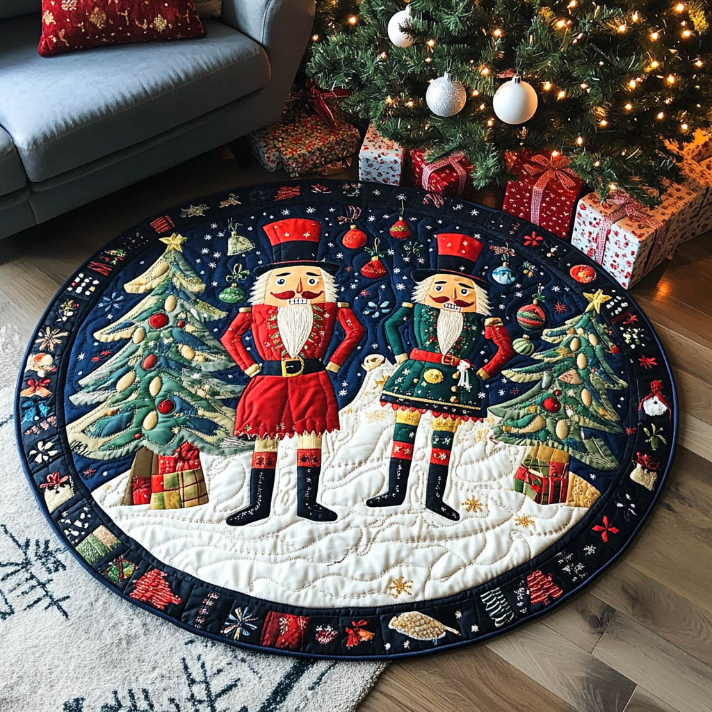 Holiday Hearth Glow Quilted Round Mat NCU0PD849