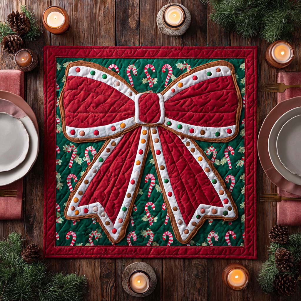 Holiday Ribbon Quilted Table Topper NCU0NXD157