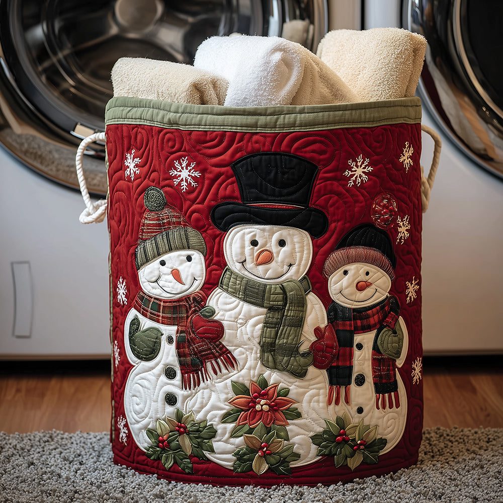 Holiday Snow Family Quilted Laundry Basket NCU0TH3183