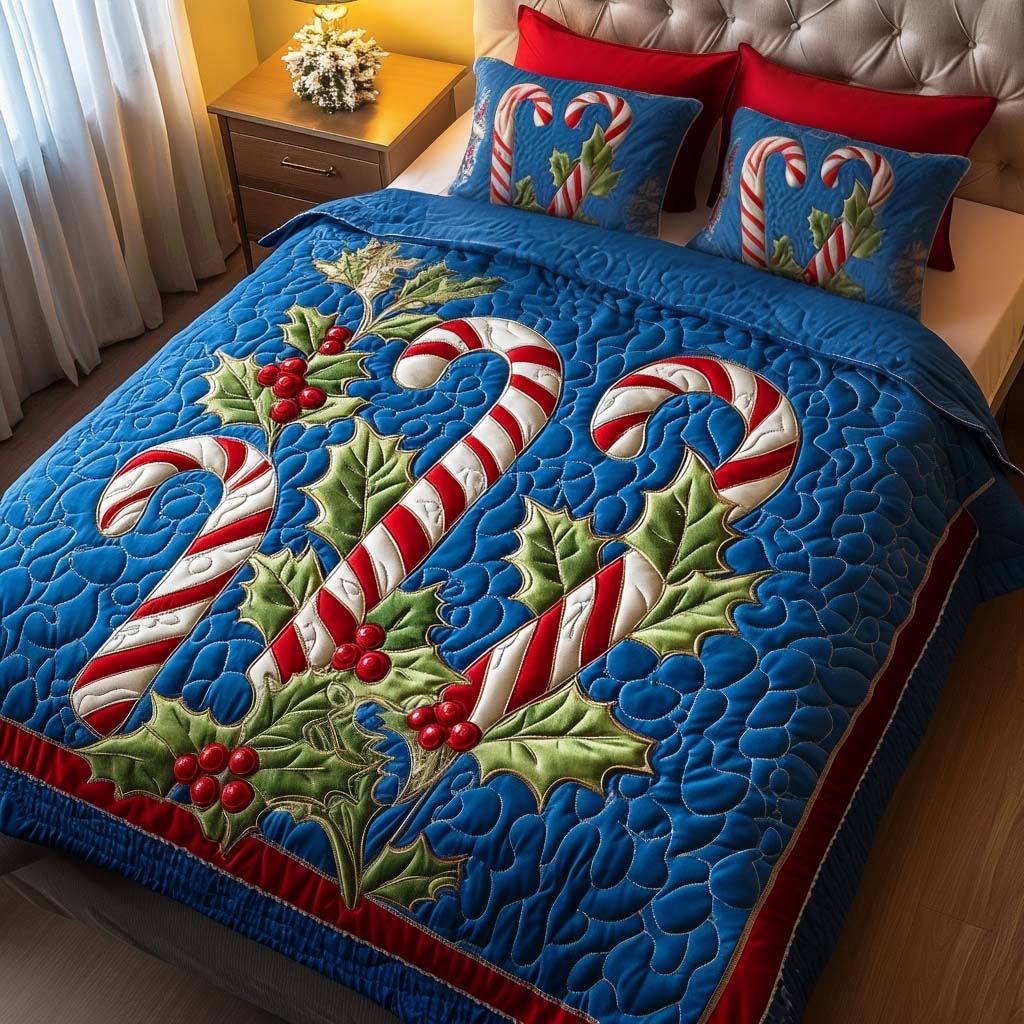 Holly Candy Delight 3-Piece Quilted Bedding Set NCU0NT1739