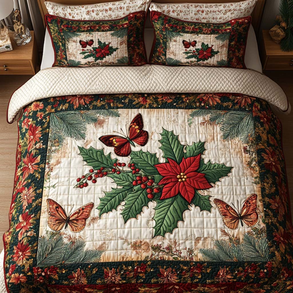 Holly Delight 3-Piece Quilted Bedding Set NCU0NT2287