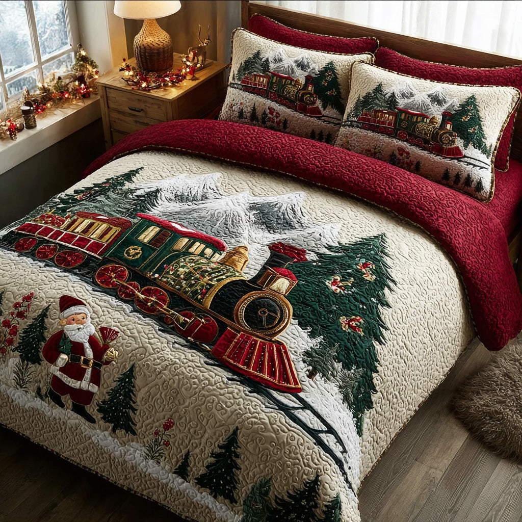 Holly Jolly Line 3-Piece Quilted Bedding Set NCU0DV983