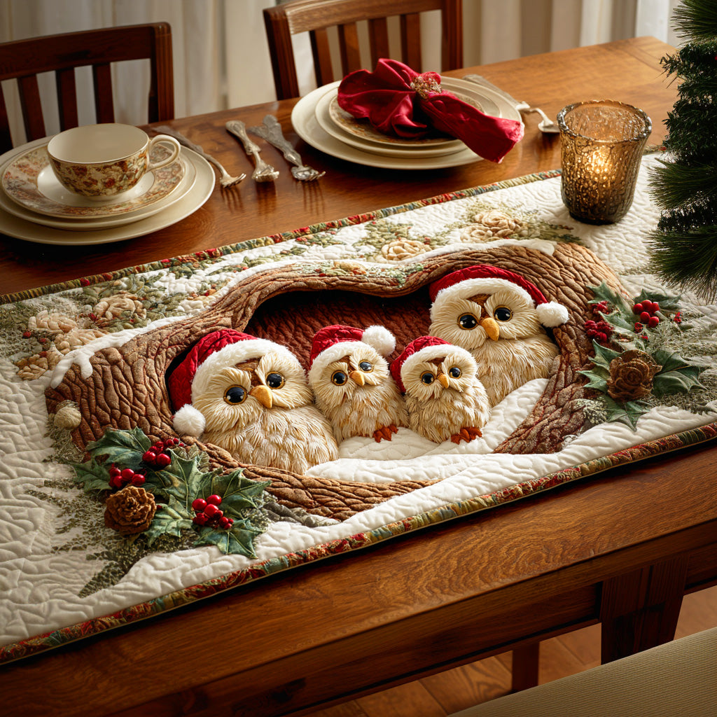 Holly Night Owl Quilted Table Runner NCU0NTD688