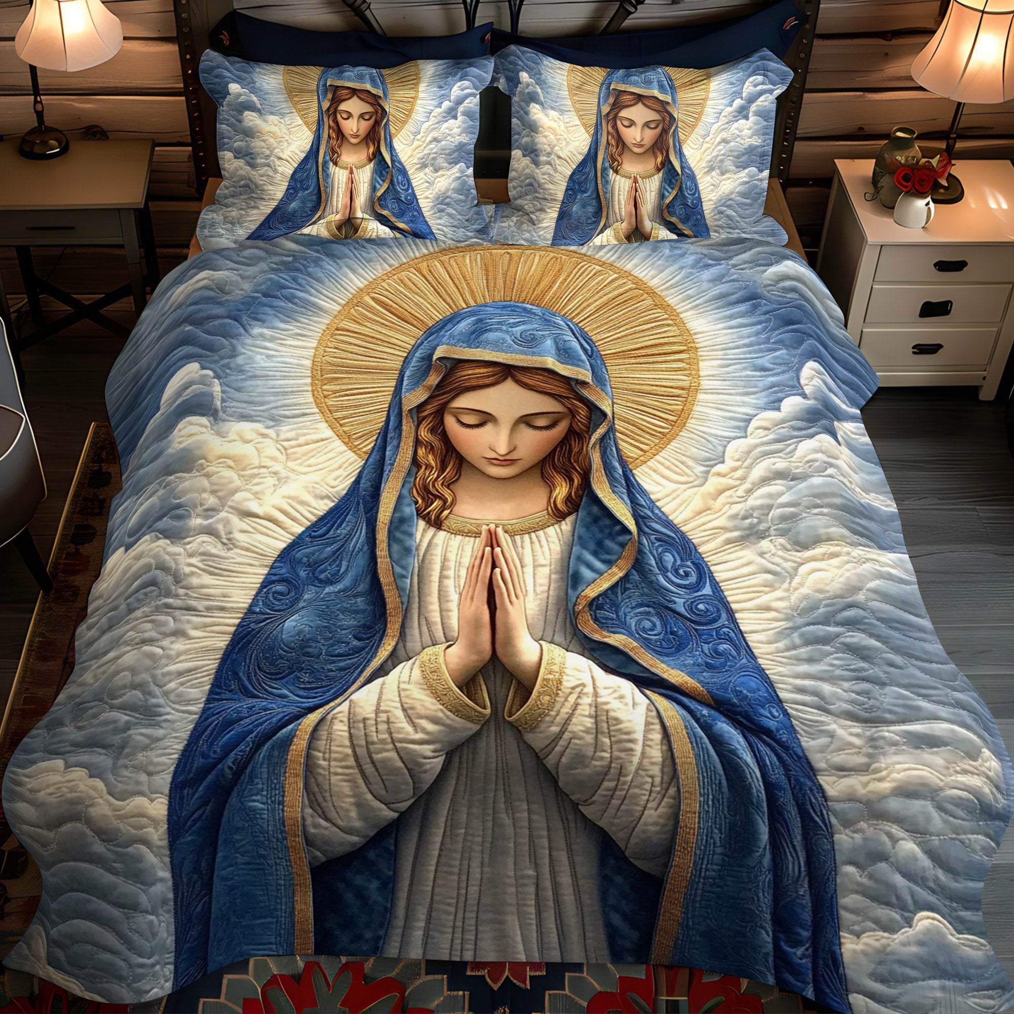 Holy Light 3-Piece Quilted Bedding Set NCU0NT1781