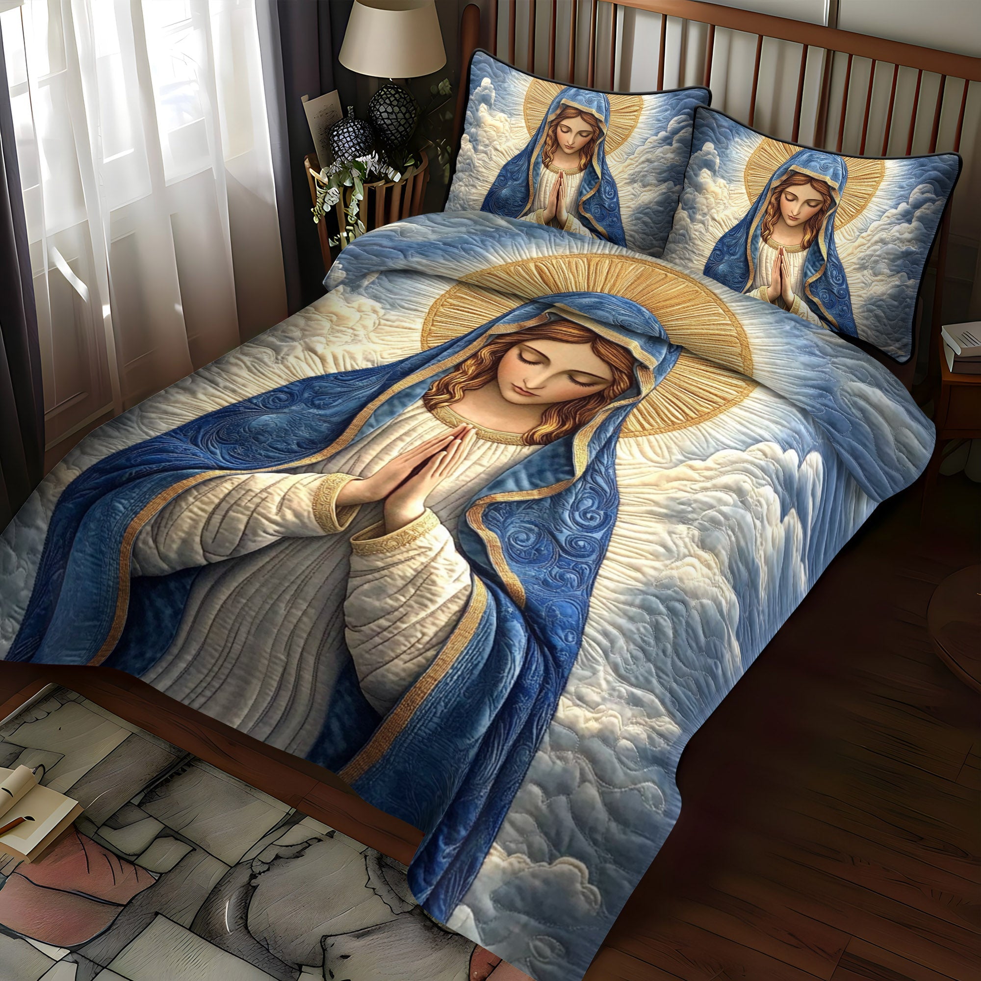 Holy Light 3-Piece Quilted Bedding Set NCU0NT1781