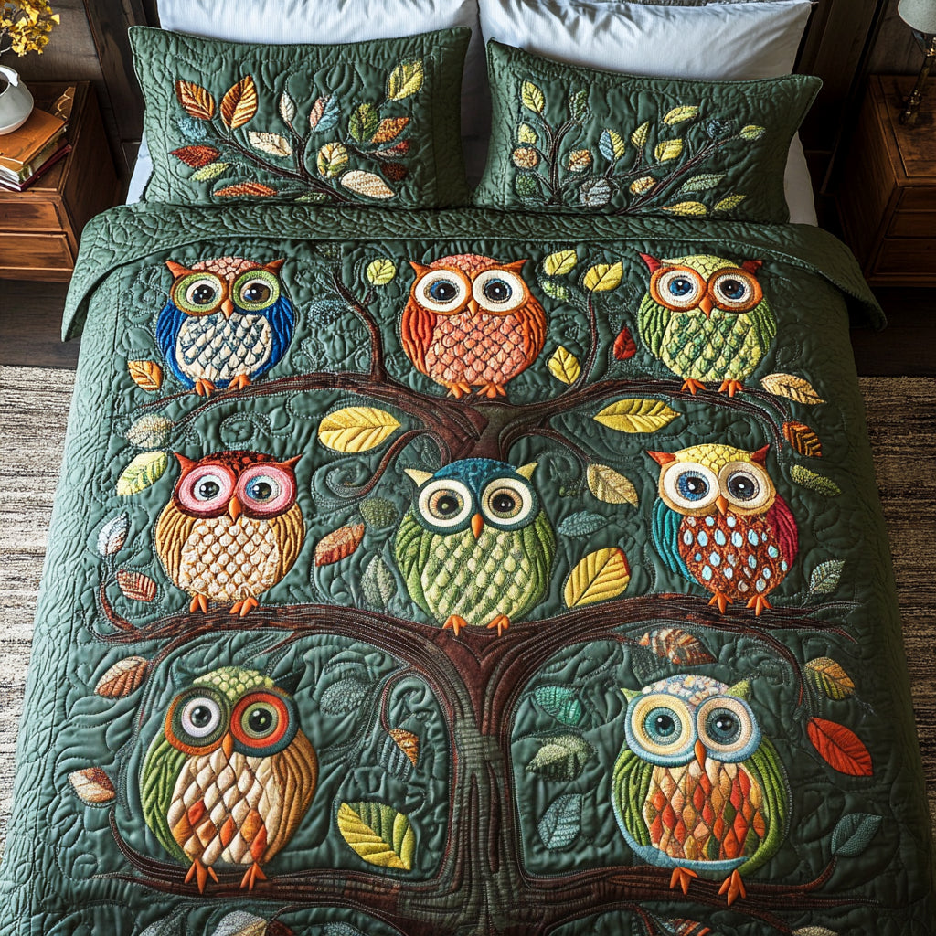 Hoot Harmony 3-Piece Quilted Bedding Set NCU0VH809