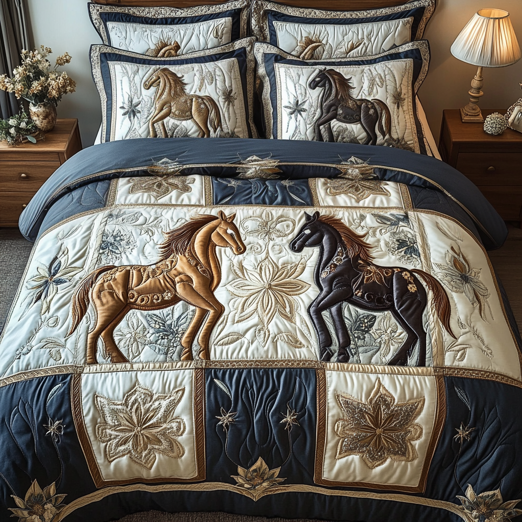 Horse Spirit 3-Piece Quilted Bedding Set NCU0NVH230
