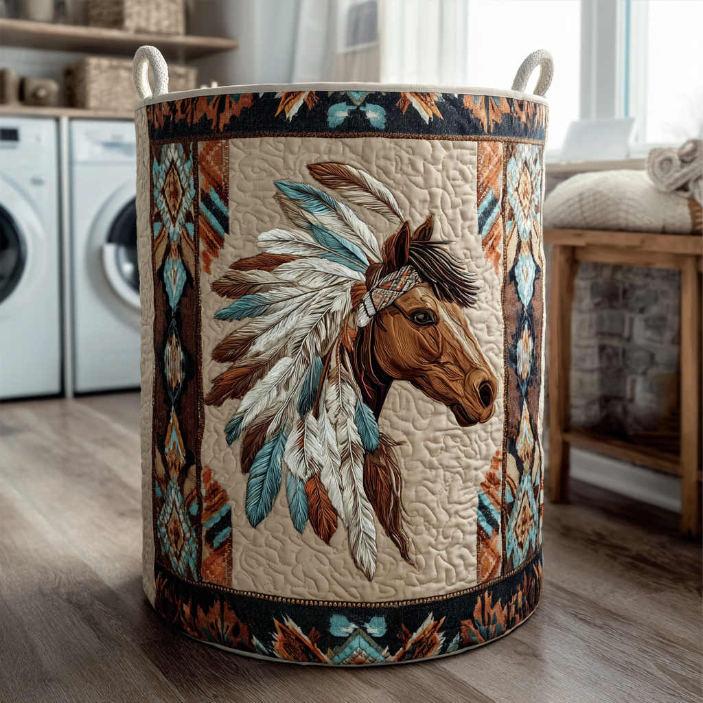 Horse Trail Quilted Laundry Basket NCU0DDK1598