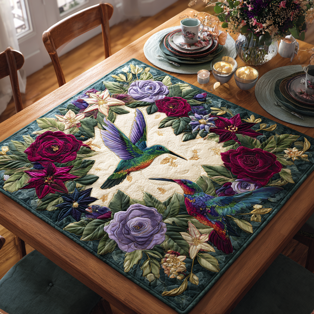 Hummingbird Charm Quilted Table Topper NCU0DDK1211