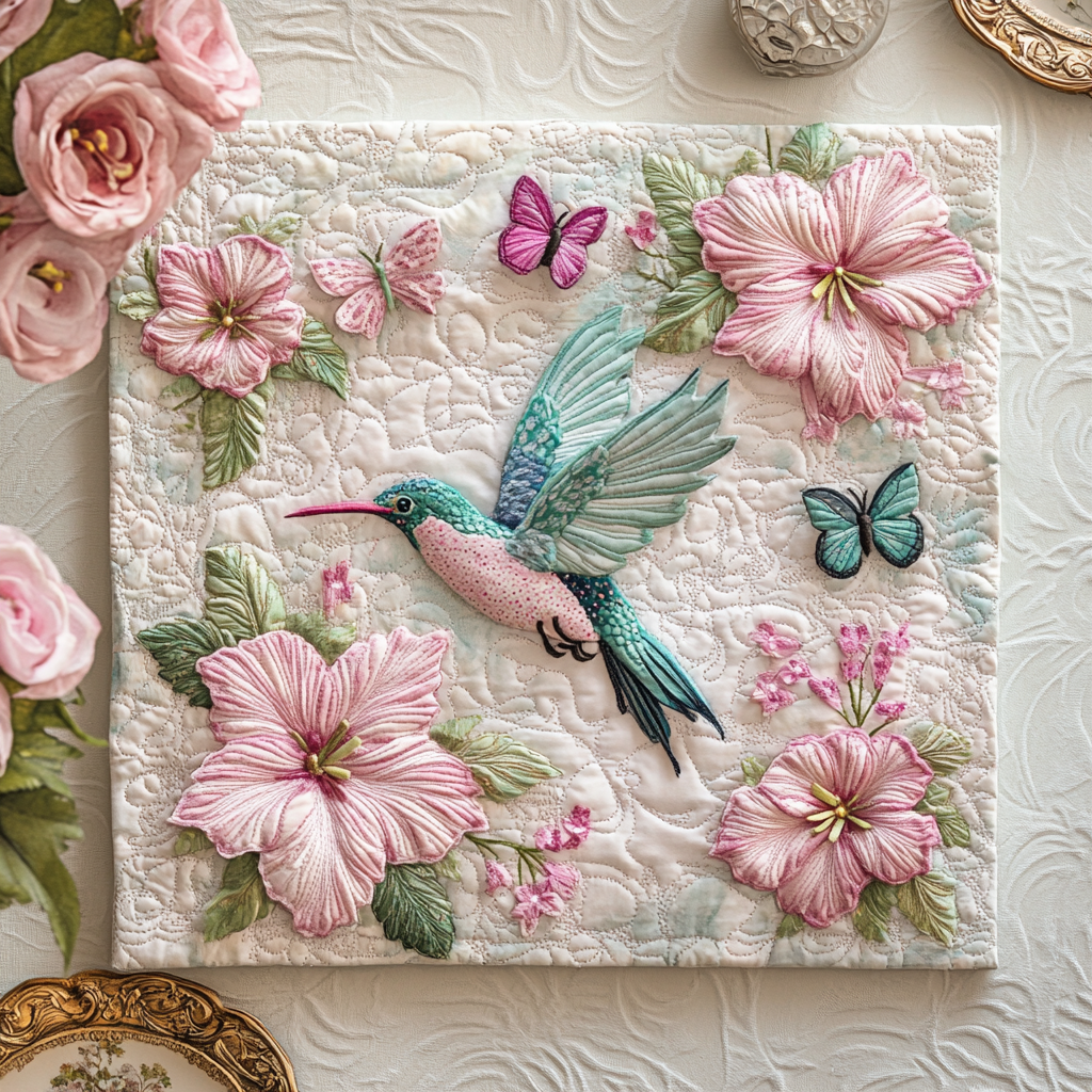 Hummingbird Flight Quilted Table Topper NCU0DDK515