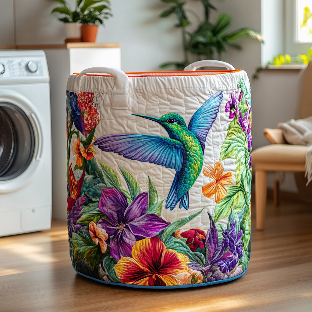 Hummingbird Flow Quilted Laundry Basket NCU0DDK522